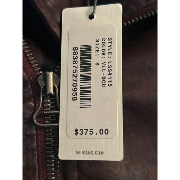 NWT Adriano Goldschmied Brown Faux Leather Moto Jacket Zippers Size Small - Picture 4 of 9